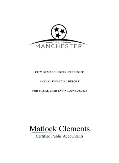 City of Manchester ACFR Cover