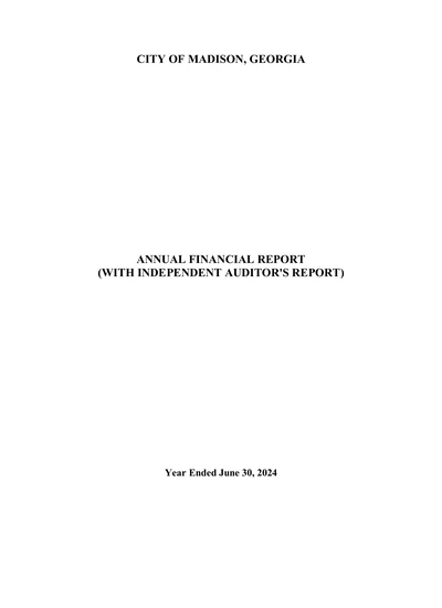 City of Madison, Georgia ACFR Cover