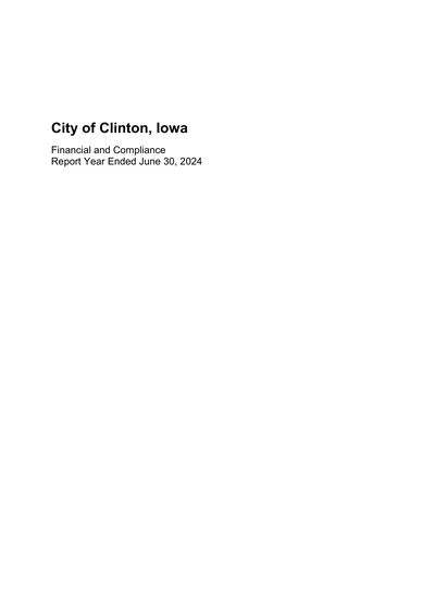 City of Clinton ACFR Cover