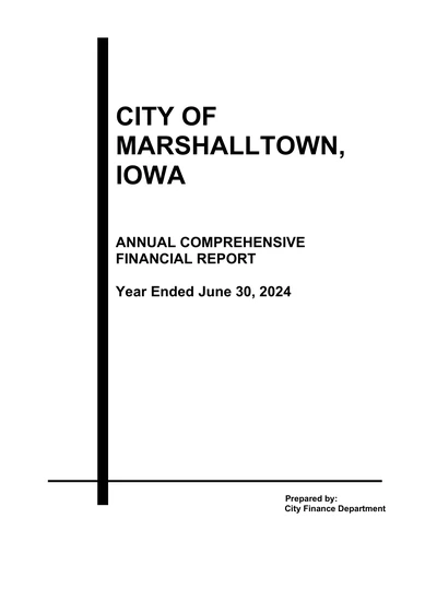 City of Marshalltown ACFR Cover