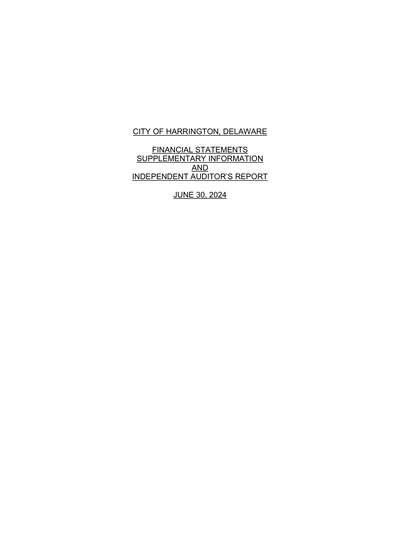 City of Harrington ACFR Cover