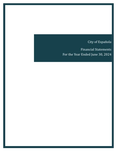 City of Espanola ACFR Cover
