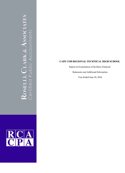Cape Cod Regional Technical High School District ACFR Cover
