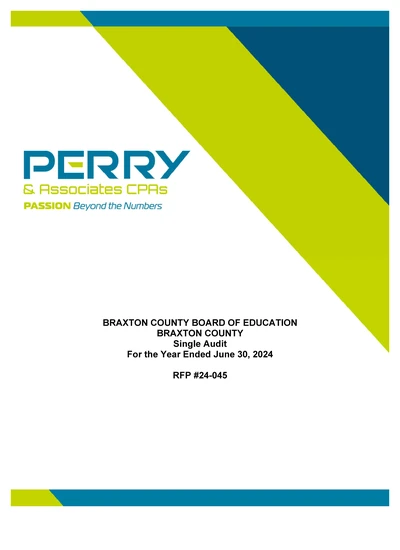 Braxton County Board of Education ACFR Cover