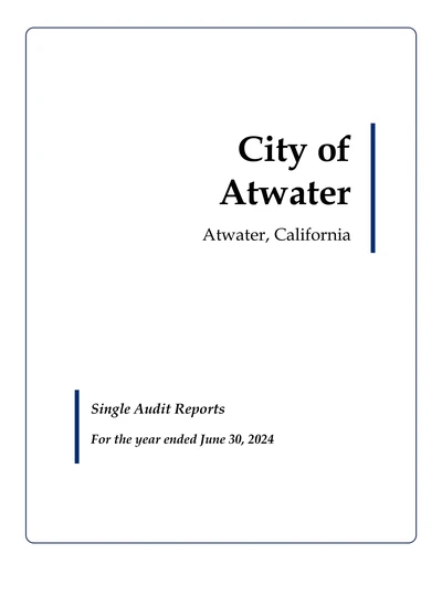 City of Atwater ACFR Cover