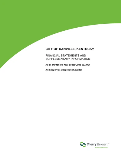 City of Danville, Kentucky ACFR Cover