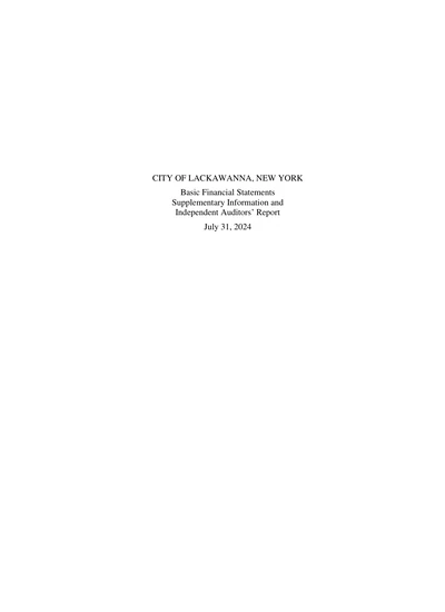 City of Lackawanna, New York ACFR Cover