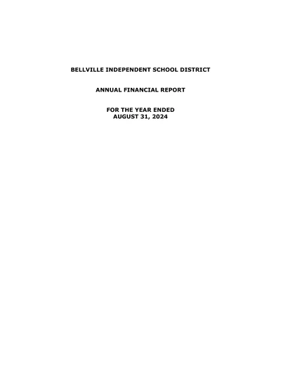 Bellville Independent School District ACFR Cover