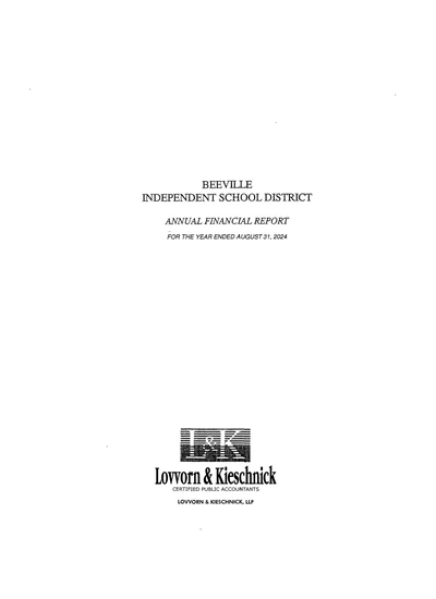Beeville Independent School District ACFR Cover