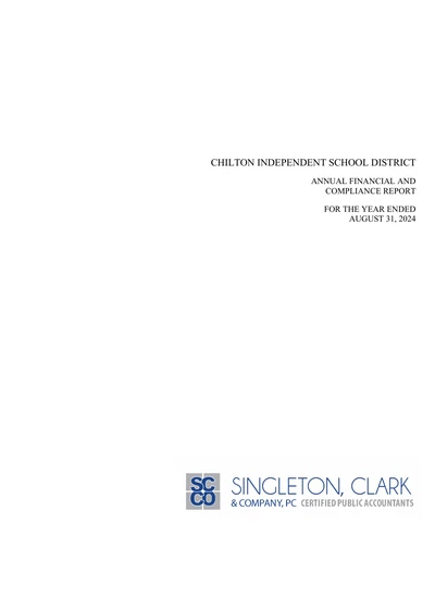 Chilton Independent School District ACFR Cover