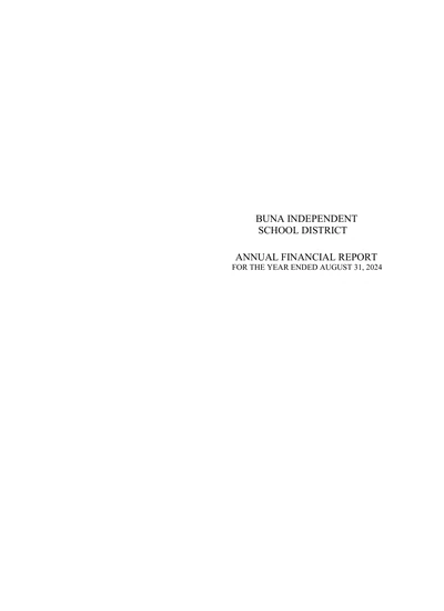 Buna Independent School District ACFR Cover