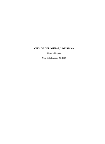 City of Opelousas, Louisiana ACFR Cover