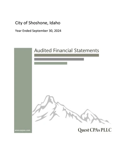 City of Shoshone ACFR Cover