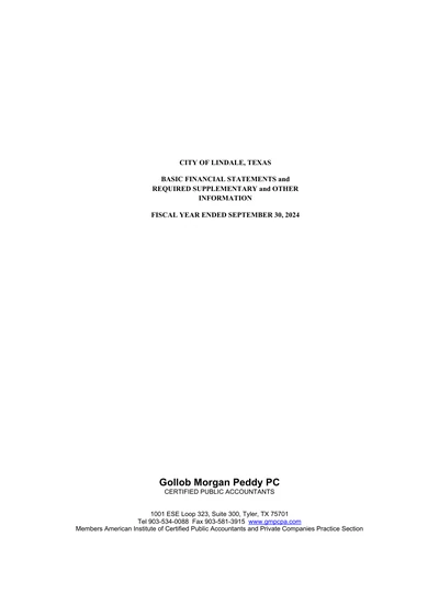 City of Lindale ACFR Cover