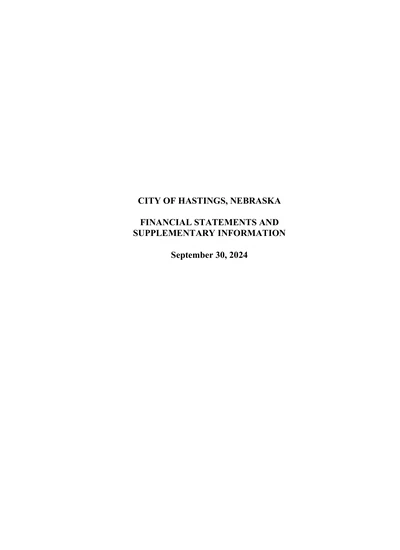 City of Hastings ACFR Cover
