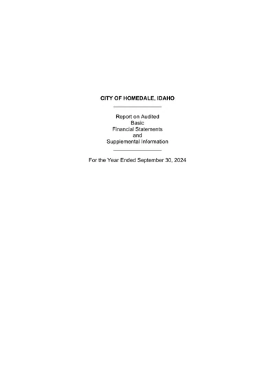 City of Homedale ACFR Cover