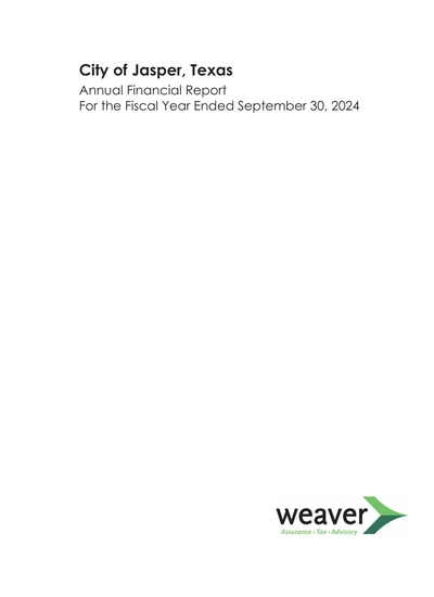 City of Jasper, Texas ACFR Cover