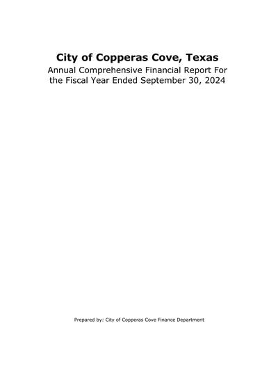 City of Copperas Cove ACFR Cover