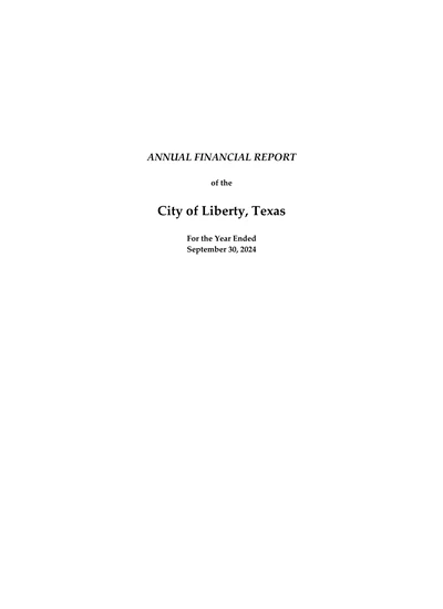 City of Liberty ACFR Cover