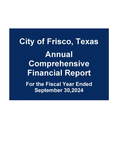 City of Frisco, Texas ACFR Cover