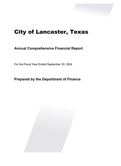 City of Lancaster, Tx ACFR Cover