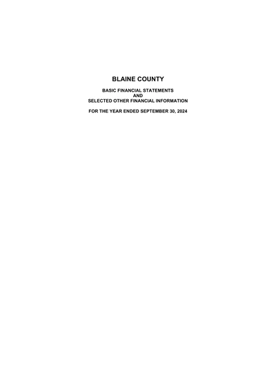 Blaine County ACFR Cover