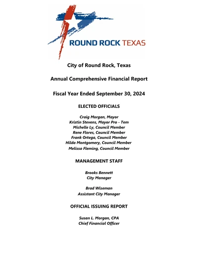 City of Round Rock, Texas ACFR Cover