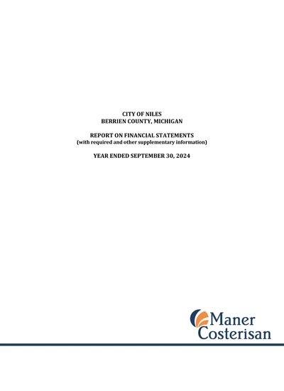 City of Niles ACFR Cover