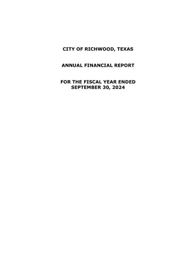 City of Richwood, Texas ACFR Cover