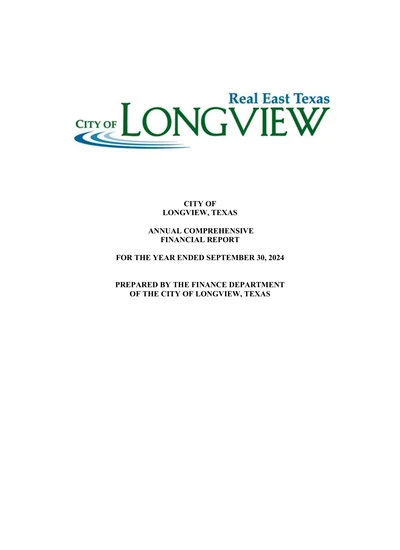 City of Longview ACFR Cover