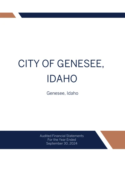 City of Genesee, Idaho ACFR Cover