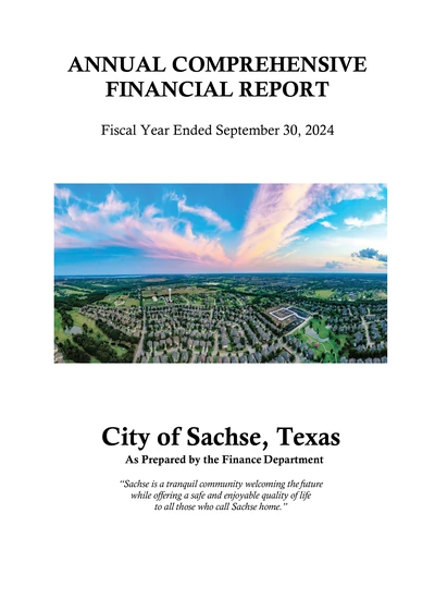 City of Sachse ACFR Cover