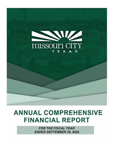 City of Missouri City, Texas ACFR Cover