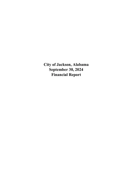 City of Jackson Alabama ACFR Cover