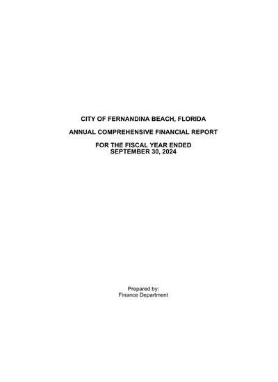 City of Fernandina Beach ACFR Cover