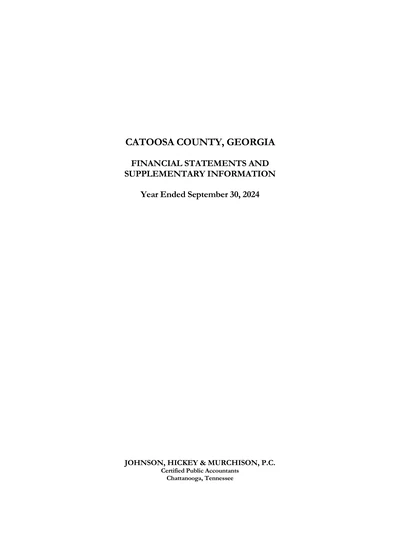 Catoosa County, Georgia ACFR Cover