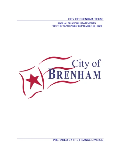 City of Brenham, Texas ACFR Cover