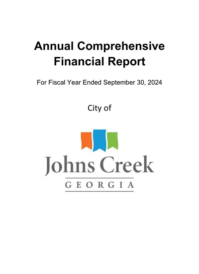 City of Johns Creek ACFR Cover