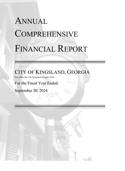 City of Kingsland, Georgia ACFR Cover