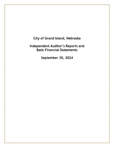 City of Grand Island, Nebraska ACFR Cover
