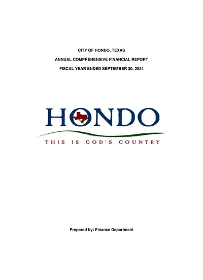 City of Hondo ACFR Cover
