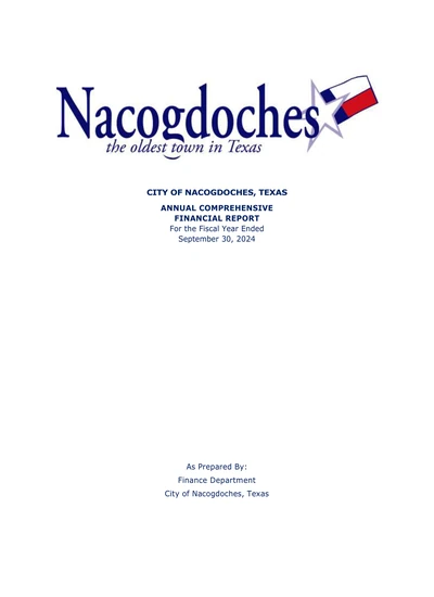 City of Nacogdoches, Texas ACFR Cover