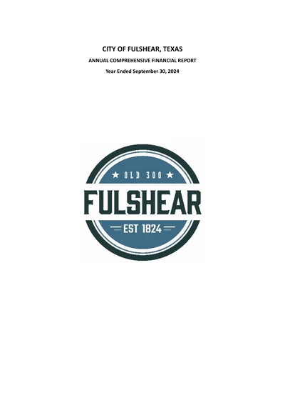 City of Fulshear ACFR Cover