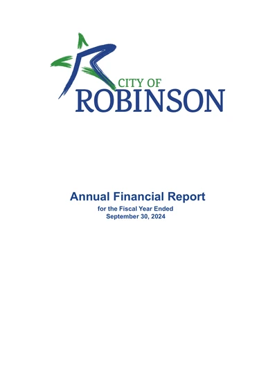 City of Robinson, Texas ACFR Cover