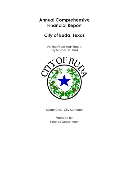City of Buda ACFR Cover