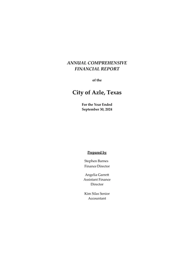 City of Azle ACFR Cover