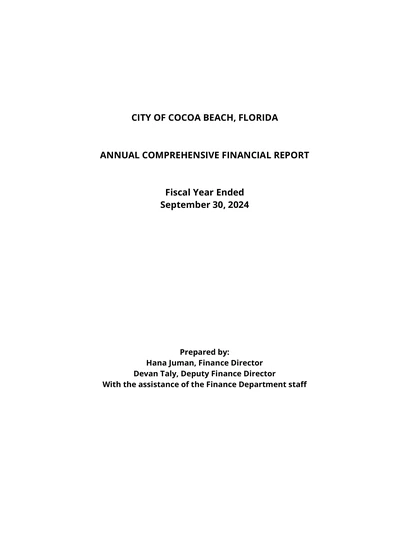 City of Cocoa Beach ACFR Cover