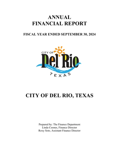 City of Del Rio, Texas ACFR Cover