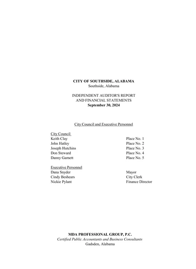 City of Southside ACFR Cover