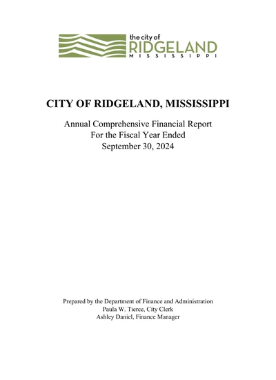 City of Ridgeland ACFR Cover